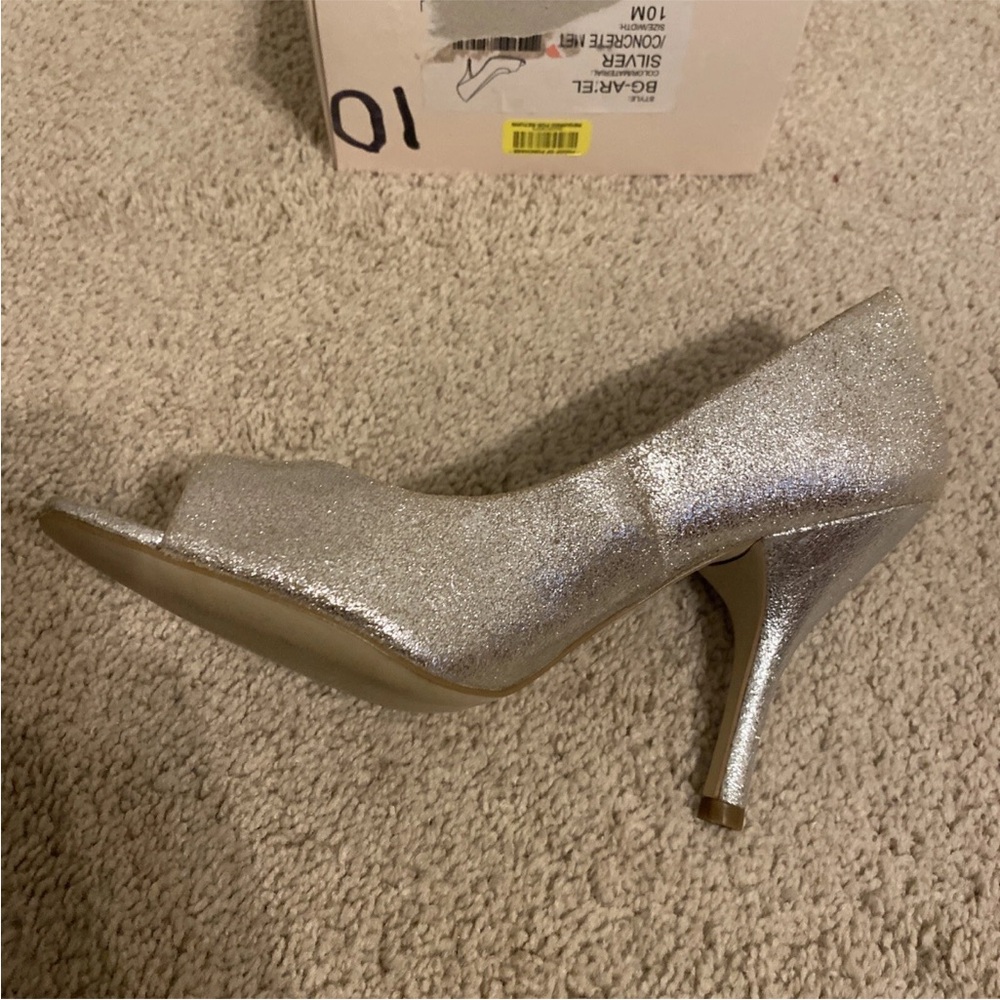 Bcbgeneration Glittering Silver Peep Toe Heels Ho… - image 8